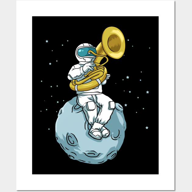 Tuba Gift Kids Astronaut Marching Band Music Sousaphone Wall Art by PomegranatePower